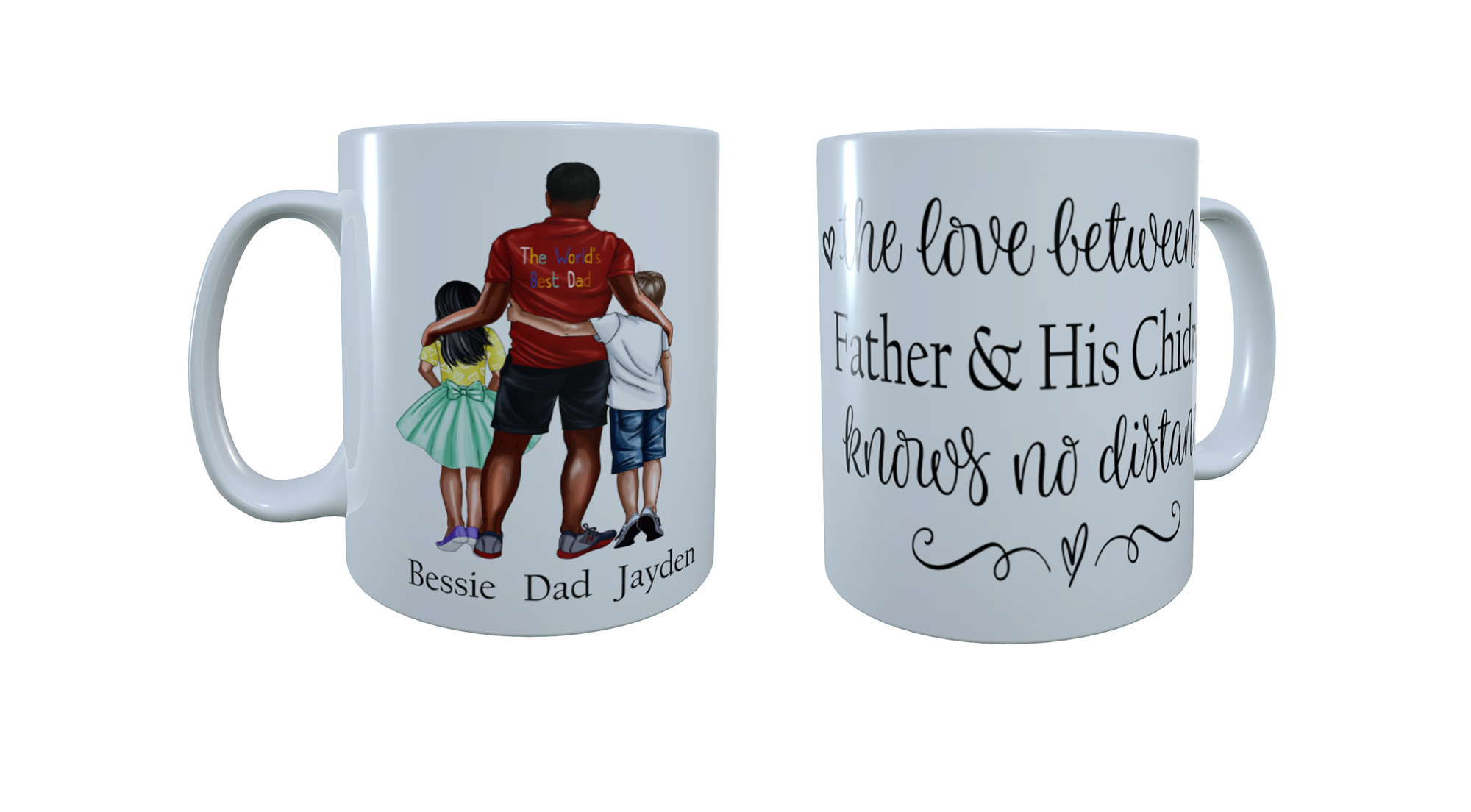 Father & Children Ceramic Mug, Custom Father and Child Mug